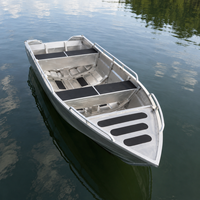 Nouvelle tendance : Bateau de pêche en aluminium de haute qualité avec grand espace de rangement, conception de skiff à rames pour les loisirs en plein air sur lac et rivière