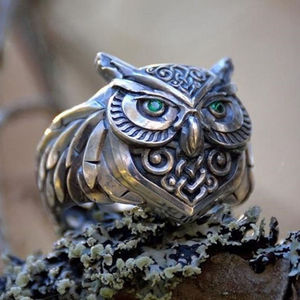 Antique Silver Plated <strong>Owl</strong> Ring Customizable Unisex Punk Style Hot Sale Vintage Finger <strong>Jewelry</strong> Made of Alloy - Product Image 3