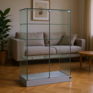 Hdz Glass Display Cabinet 73x46x140 Cm <b>Light</b> Grey With <b>Hinged</b> Lockable Doors And 3 Shelves - Product Image 3