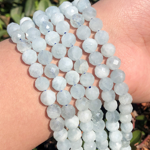 Haute Qualité 8mm Naturel Pierre À Facettes Bleu Aigue-Marine <span class=keywords><strong>Stonne</strong></span> Perles pour Perles Diy Bijoux 7.5'' - Product Image 4