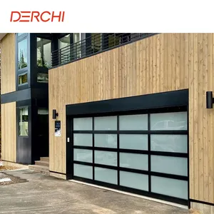 12x12 Automatic Aluminium Glass Garage Door Custom Modern Wholesale Lift Smart Electric Insulated Sectional Panel Glass Door