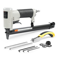 Agrafeuse pneumatique WOODPECKER NL7116 pour revêtements, en aluminium gris, avec magazine long de 6-16 mm, couronne de 3/8 pouce, calibre 22, garantie 3 ans