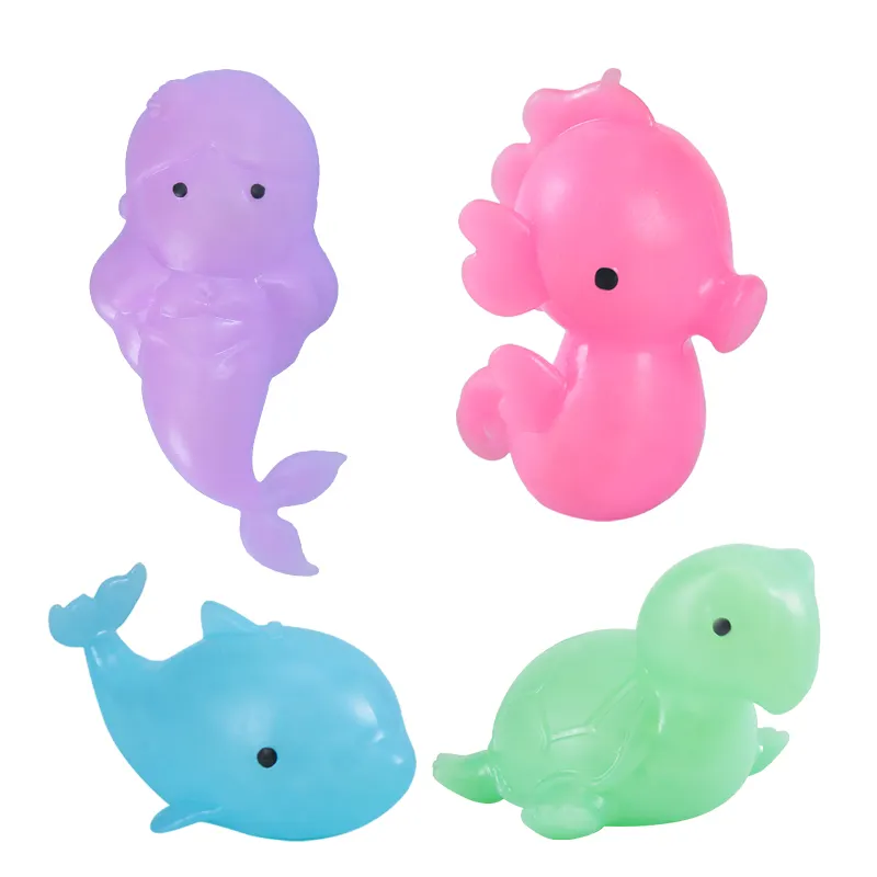 Wholesale 4 Design Sea animal Sea Horse Mermaid Dolphin Fish Anti Stress Fidget Custom Soft Squeeze Toys with Waterbeads