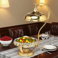 Luxus Diamant Design Golden Round 8L Catering Chafing Dish Food Warmer Set mit hängendem Deckel Food Warmer Set