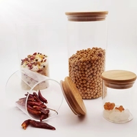 Ensemble de récipients de cuisine en verre borosilicate de haute qualité, pot de conservation avec couvercle en bois