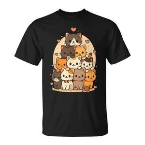 Camiseta con dibujos animados de gatos Neko Kawaii para amantes de los gatos - Product Image 1