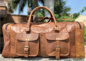 Bolsa de Viaje de Cuero Vintage Marrón, Bolsa de Fin de Semana Hecha a Mano, Equipaje de Mano de Gran Capacidad - Product Image 3