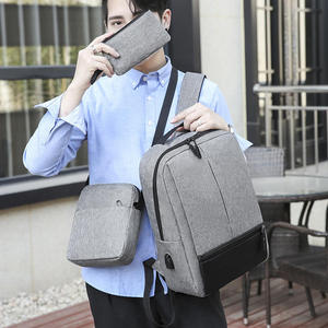 Men's <b>Backpacks</b> USB Charging Large Capacity Oxford Cloth Casual Business Simple <b>Computer</b> Three-piece <b>Backpack</b> - Product Image 1