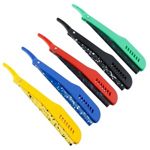 Blue and Black <b>Single</b> <b>Blade</b> <b>Razors</b> with Speckled Finish Stainless Steel <b>Blades</b> and Handles Reusable Face & Body Shaving Tools - Product Image 5