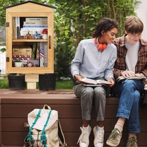 Caja de libros de biblioteca de madera <span class=keywords><strong>para</strong></span> exteriores con almacenamiento <span class=keywords><strong>para</strong></span> libros, macetas y macetas de arte alimenticio <span class=keywords><strong>para</strong></span> escuelas y vecindarios comunitarios - Product Image 5