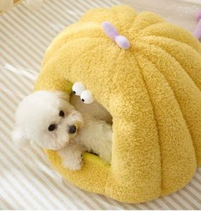 Modernes, bequemes Katzen schwamm bett Rundes Plüsch-, flauschiges, beruhigendes Katzen höhlen nest mit Kapuze und nicht kollabierter Abdeckung - Product Image 4