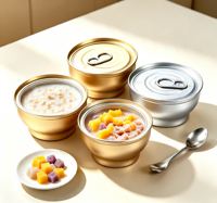 Pot en aluminium anodisé de qualité alimentaire avec couvercle à vis pour l'emballage de plats à emporter (fast-food, ragoûts) – Capacité 70g-1000g