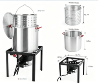 Olla para cocinar mariscos de 60 qt con quemador de propano, 110 000 BTU, aluminio, regulador de 10 PSI, tapa para olla, para cocinar al aire libre, cangrejos de río y camarones