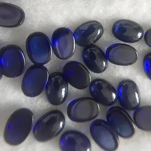 Gema de Zafiro Sintético Cultivado en Laboratorio, <span class=keywords><strong>Azul</strong></span> Oscuro, Corte Ovalado Cabujón 5A, Alta Calidad - Product Image 1