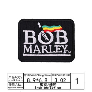 库存鲍勃·马利补丁铁刺绣预科生风格帆布补丁帽服装 - Product Image 3