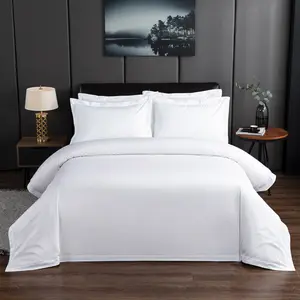 100% 纯棉平板床单单双双大床酒店床罩套装白色