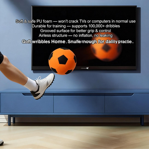 Balón de fútbol silencioso de espuma PU suave con superficie ranurada, juguete de aprendizaje de fútbol para interiores, personalizado OEM, venta al por mayor. - Product Image 3