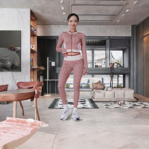 Nuevo Conjunto de Yoga para Mujer, Sólido, Sin Costuras, Transpirable, Chaqueta Deportiva Acanalada de Cintura Alta con Cierre Frontal y Logotipo - Product Image 2