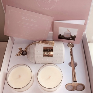 Wholesale custom luxury holographic empty candle jars set rigid packaging boxes gift 2 piece insert shipping candle box with lid