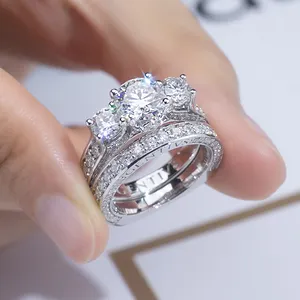 2023 Anillos de joyería moissanite compromiso Diamantes grandes precios descuento forma redonda moissanite anillo personalizado