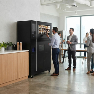 Smart 27Inch Iced Coffee Vending Kiosk 4G <b>Wifi</b> Remote Monitor Uv Disinfection Lamp Auto Cup Capping Coffee Making Equipment - Product Image 6