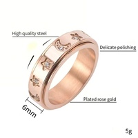 Bague rotative en acier inoxydable 316L étanche et anti-ternissement, motif étoiles et lune, par Zhongzhe Wholesale Fashion