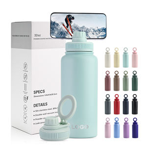 Bouteille d'eau isotherme sous vide à double paroi en acier inoxydable 1L (32oz) avec logo personnalisé et support magnétique pour téléphone - Product Image 1