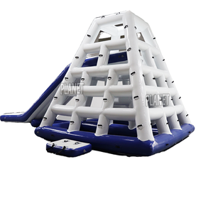 Parc aquatique <span class=keywords><strong>gonflable</strong></span> en PVC personnalisé pour l'extérieur, toboggan triangulaire et pyramide d'escalade aquatique pour la maison ou l'école - Product Image 5