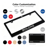Cadre de plaque d'immatriculation en plastique ABS standard américain, fabrication directe BOLONG, logo personnalisé OEM, support de plaque d'immatriculation de voiture, commande en gros