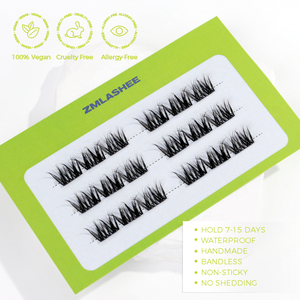 ZM 7-15 jours, cils vegan imperméables à coller, sans colle, cils en PBT coréens, cils en grappe pré-collés, kit d'extension de cils DIY - Product Image 1