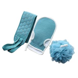 Factory Wholesale 3Pcs Long Skin Clean <b>Bath</b> Towel <b>Set</b> Soft Plant Fibre <b>Shower</b> Ball and Exfoliating Body Scrub Gloves - Product Image 1