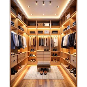 Reliable Modern Melamine Plywood with LED Light <strong>Closet</strong> Wardrobe Furniture <strong>Design</strong> Refined Outline Robust Assembly Walk in <strong>Closet</strong> - Product Image 4