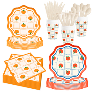 DAMAI - Juego de Vajilla de Papel para Fiesta de Cumpleaños con Temática de Tomate, Platos, Vasos y Servilletas para Reuniones Familiares - Product Image 5