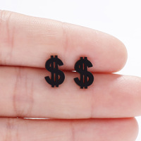 2026 à la mode élégant délicat plaqué or en acier inoxydable US Dollar signe boucles d'oreilles pour femmes et hommes-bijoux d'anniversaire