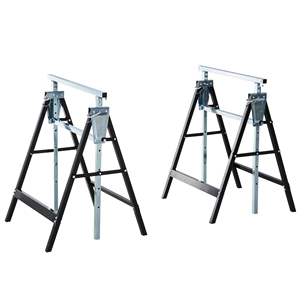 HOMCOM Lot de 2 supports de travail télescopiques pliants à hauteur réglable en tubes d'acier noir - Product Image 1