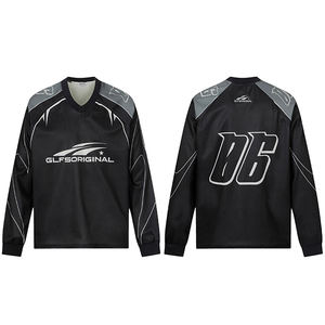 Camiseta de Manga Larga para Hombre, Estilo Jersey Deportivo, Diseño Hip-Hop, con Parches, Estilo Vintage de la Costa Oeste, Unisex - Product Image 5