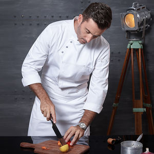 Venta al por mayor de ropa de cocina personalizada, monos de chef de manga corta para restaurante, Hotel, cocina, tela tejida directa de fábrica - Product Image 5