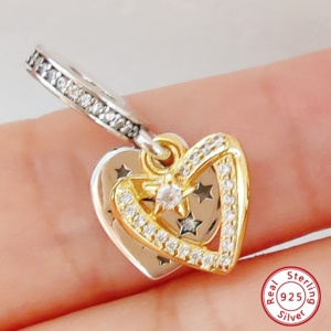 Dijes de Corazón con Certificación GDTC de la Marca HaYa para la Fabricación de Joyas, Dijes de Plata de Ley 925 al por Mayor, Estilo Pan, Dijes DIY Dora, Moda Unisex - Product Image 3