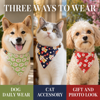 Collier et Bandana pour Chien en Similicuir Polyester Imprimé Japonais Écologique, Faible MOQ, Vente en Gros, Cadeau Photo d'Halloween pour Chiens et Chats, Usage Quotidien