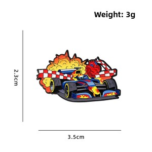 Broche en émail de voiture de course de formule 1 de dessin animé avec <span class=keywords><strong>drapeau</strong></span> à damier, badge de collection pour la décoration d'un tenue sportive et comme cadeau - Product Image 3