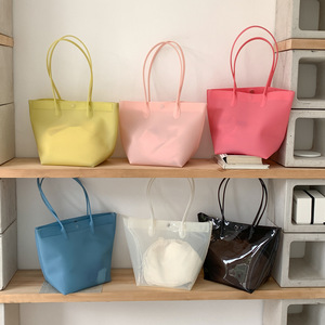 Sac fourre-tout transparent en PVC imperméable grande capacité, sac seau tendance, sac de natation à bandoulière unique - Product Image 1