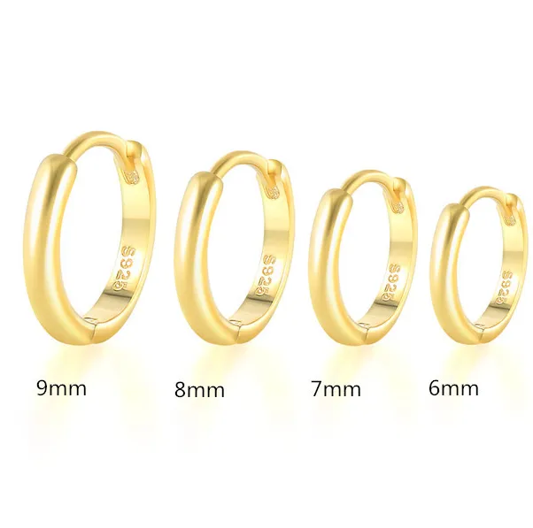 Damila women Jewelry earrings multiple size 925 Sterling Sliver rose gold plated Simple Hoop Earrings 18k