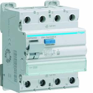 CDF625D Personalizzabile con Hagers RCCB 3P+N 25A tipo F 30mA 4 moduli - Product Image 1