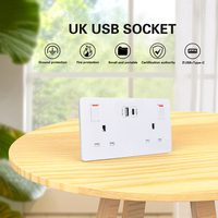 Interrupteurs muraux en cuivre standard britannique PD45W Charge rapide Double prise murale USB avec sortie USB