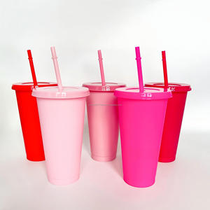 Gobelet réutilisable en plastique PP sans BPA de 24 oz pour boissons froides, avec paille et couvercle – Vente en gros - Product Image 4