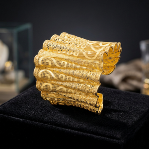 ขายส่งแฟชั่น14K 18K 24K สร้อยข้อมือทองเต็ม Kada และสร้อยข้อมือการออกแบบดอกไม้สร้อยข้อมือ Kada สร้อยข้อมือทองเหลืองบรรจุทอง Kada - Product Image 4