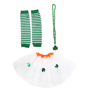 Disfraz de Tutú Verde para Adultos del Día de San Patricio, Conjunto de Falda Tutú con Lazo, Diadema, Tul Esponjoso y Trébol para Niña - Product Image 3