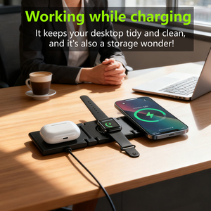 <span class=keywords><strong>Cargador</strong></span> Inalámbrico Magnético 3 en 1, Plegable, 15W, Carga Rápida para iPhone, Teléfono Android, Reloj, <span class=keywords><strong>AirPods</strong></span>, con Funda de Cuero PU - Product Image 4
