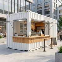 Maison conteneur modulaire préfabriquée en acier, cabine portable avec auvent et comptoir de service pour bureau commercial