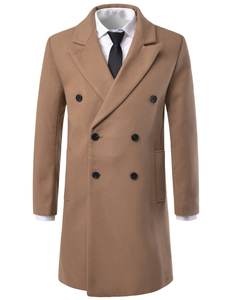 QFZ440 - Abrigo Largo de Lana para Hombre, Temporada Otoño-Invierno, Abrigo de Lana para Hombre de la Mejor Calidad, Color Marrón - Product Image 1